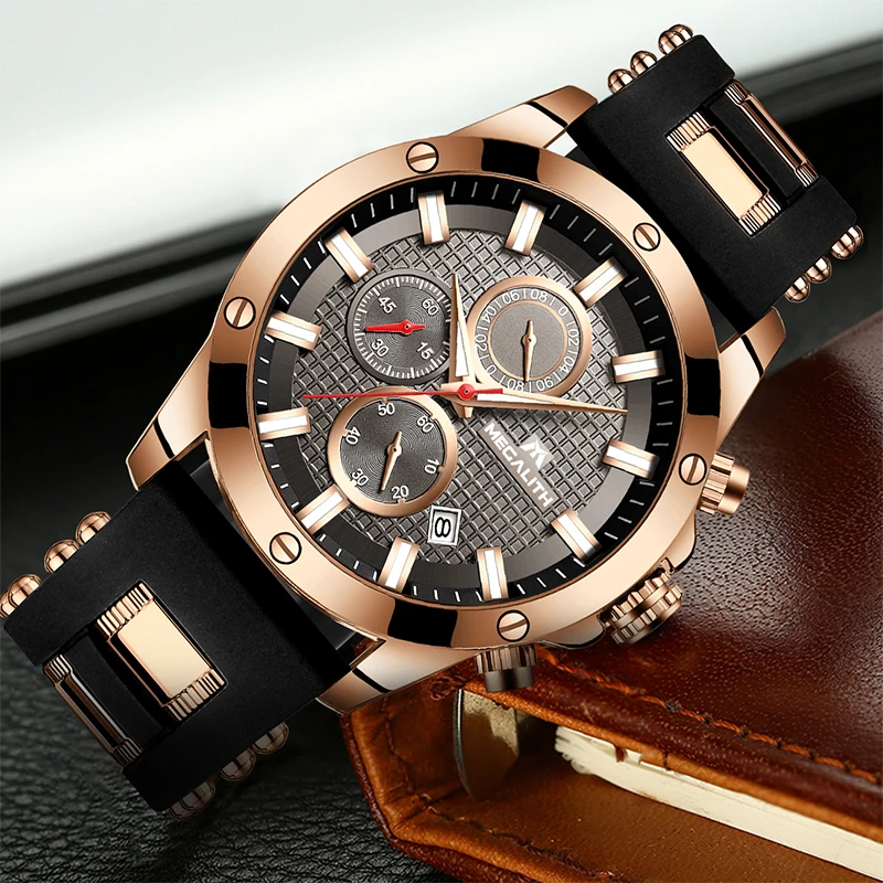 Ceny MEGALITH moda Chronograph mężczyźni zegarki data silikonowy pasek sportowy zegarek kwarcowy mężczyźni Luminous wodoodporny zegar Relogio Masculino