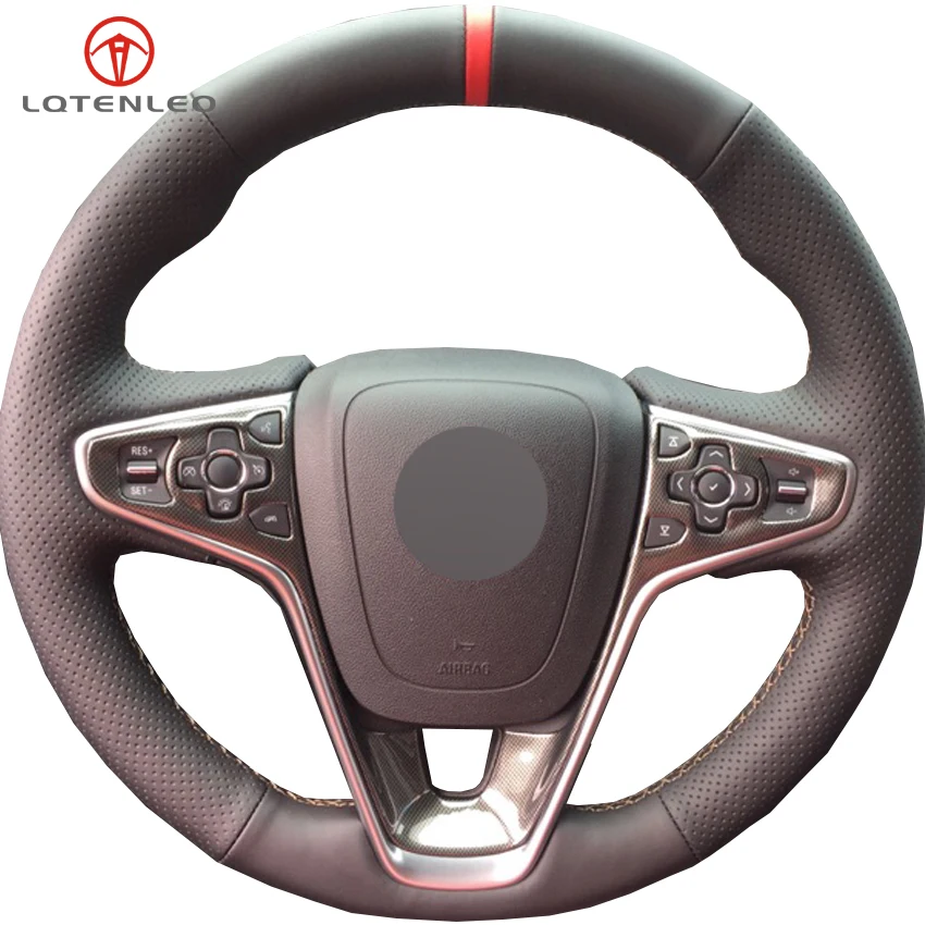 

LQTENLEO Black Genuine Leather DIY Hand-stitched Car Steering Wheel Cover for Buick Regal GS 2014-2016 Opel Insignia 2013-2016
