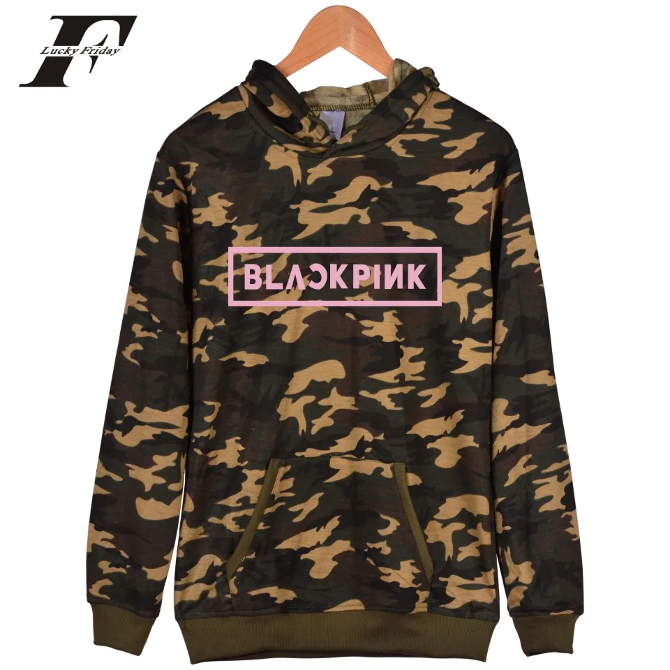 

Popular Blackpink Camouflage Hooded Women Hoodies Sweatshirts Long Sleeve Winter Korean Kpop Sweatshirt Women Cotton 4XL Clothes