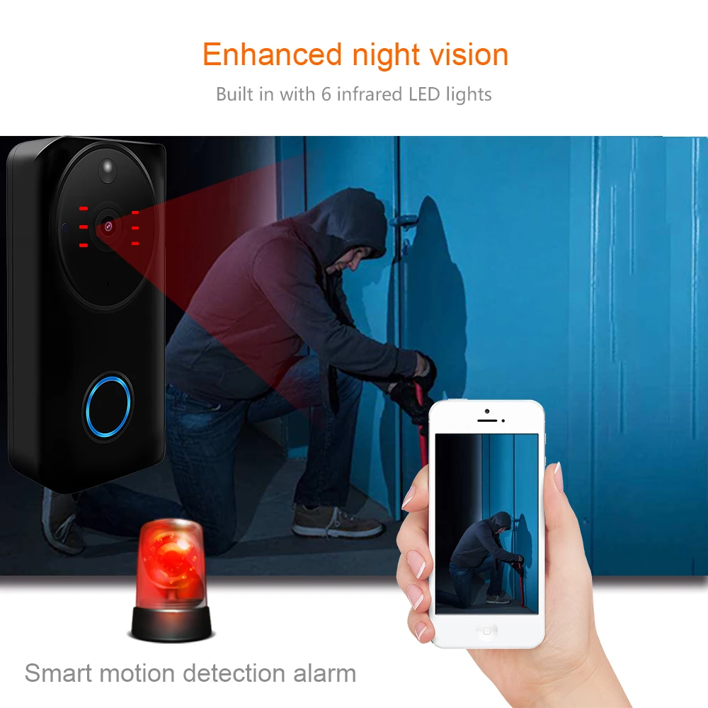 Keeper 2019 new Wireless IP WiFi Doorbell rectangle Tuya Two-way 720P security Video Camera Phone indoor home 3