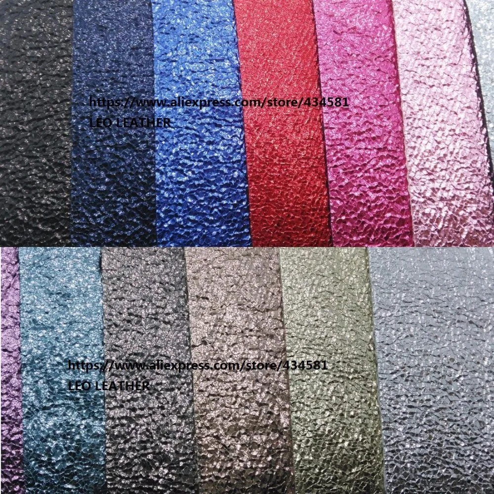 Metallic Synthetic Leather Faux Leather Fabric Crack Grain PU Leather Fabric Sewing Fabric