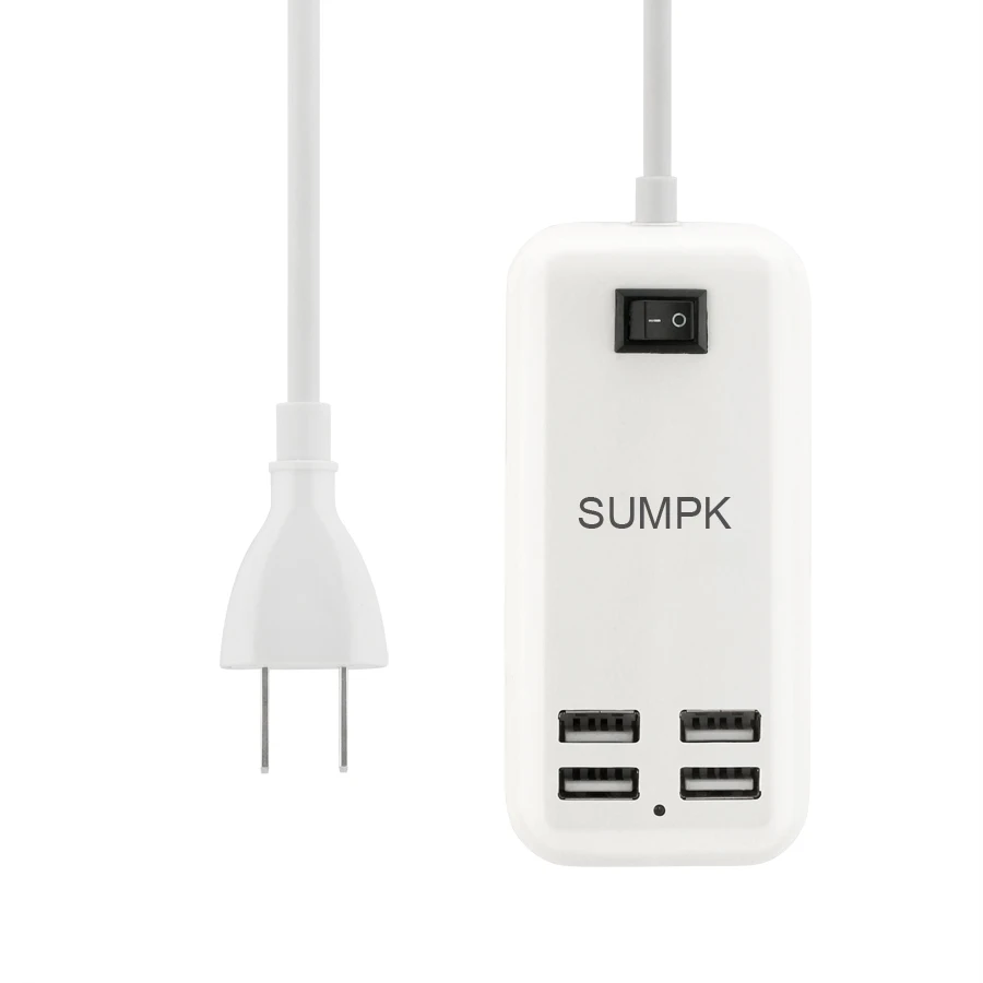 SUMPK 5V3A 4 порта USB зарядное устройство EU/US вилка USB настенное зарядное устройство Быстрая зарядка для samsung переключатель включения/выключения мобильного телефона зарядное устройство