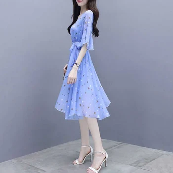 

2019 Women's Summer sexy dress V-Neck Short Sleeve Star Print Dress Ladies Casual Vacation Beach Dresses
