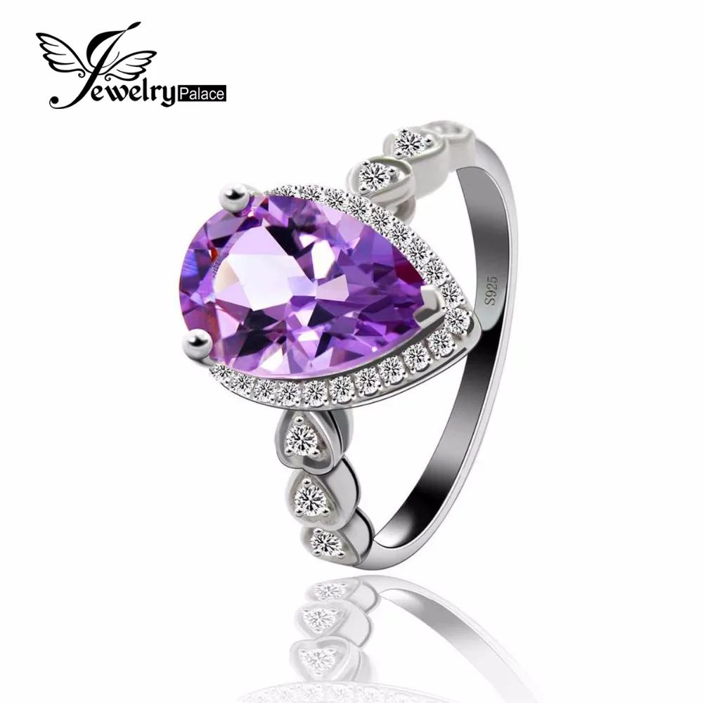 

New Outstanding Natural Amethyst Ring Solid 925 Sterling Silver Dazzling Bijoux Promise Ring Christmas Gift Party Wear 2018 New