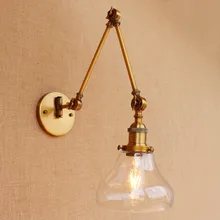 Brass Glass Ball Vintage Wall Lights Fixtures Edison Swing Long Arm Wall Light Loft Industrial Wall Lamp Wandlamp Lamparas Pared rh american country vintage wall lamp lights fixtures glass ball retro loft industrial wall sconces wandlamp arandela de parede