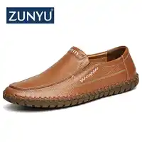 ZUNYU ใหม่ผู้ชายรองเท้าหนังวัวแท้รองเท้าแตะ Loafers Handmade Slip บนรองเท้าเรือแบนชายรองเท้าขนาด 38-47