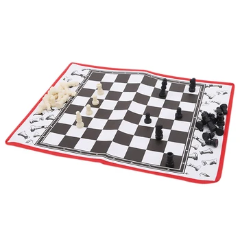 

Chessboard International Standard Chess Game Black And White Non-woven Fabric Can Be Folded Chess Set