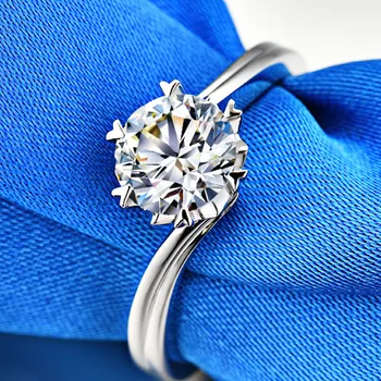 

5A High Quality Carbon Cubic Zircon 1ct Carat Rings Female Pure Silver Engagement Rings 6 Prong Setting Rings for Women Jewelry
