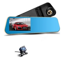 Автомобильный видеорегистратор 4,3 дюймов HD 1080P зеркало заднего вида с двумя объективами 170 широкоугольное зеркало заднего вида