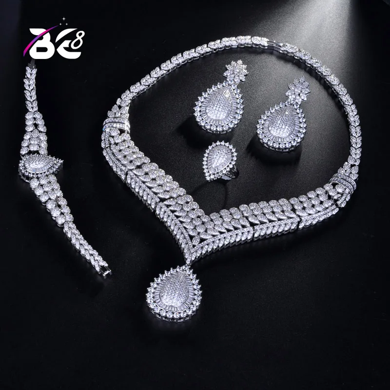 

Be 8 Latest Fashion Crystal Bridal Jewelry Sets African Beads AAA CZ Wedding Necklace Earrings Bracelet Sets for Women S179