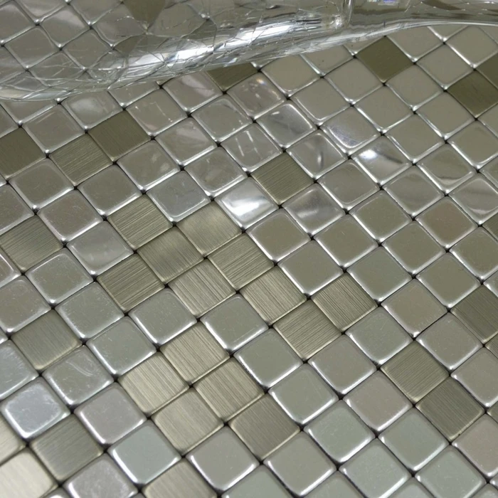 

SILVER COLOR adhesive Aluminum composite panel mosaic tile wall mosaic, 10x10mm ,home improvement