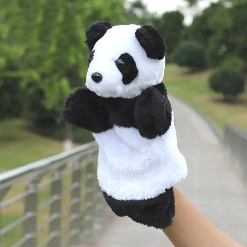 plush toys panda Hand Puppet Black and White Cartoon Animals Panda Hand