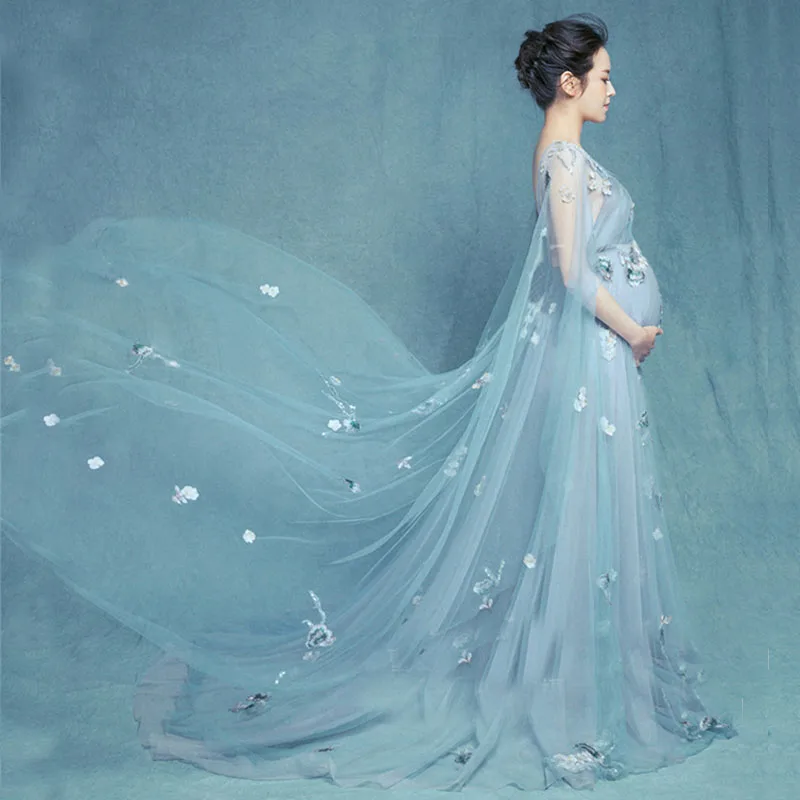 New Arrival  Flower Maternity Photography Props Maxi Gown Pregnancy Dresses Maternity Dresses For Photo Shoot Cl 