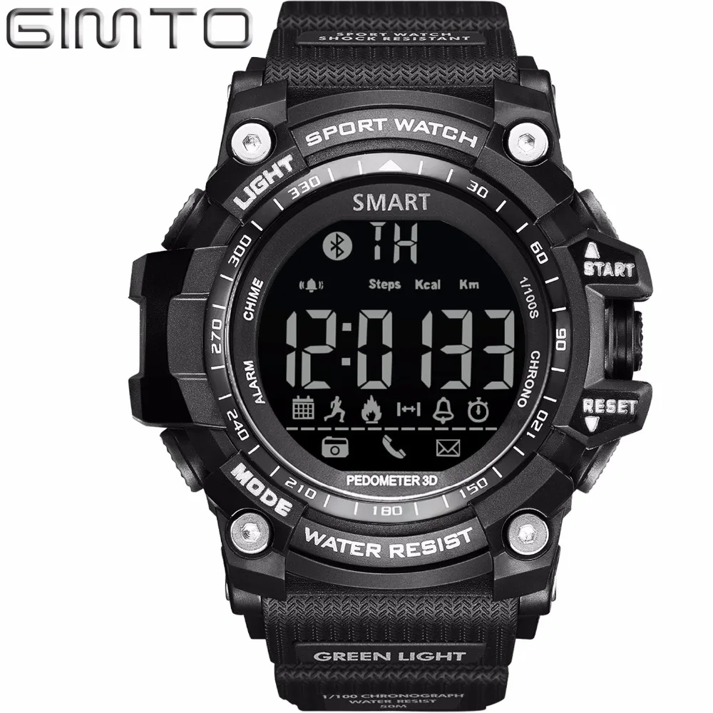 Prix pour Gimto marque numérique hommes sport montre militaire intelligent podomètre calories led montres bluetooth étanche relogio masculino hodiny Prix pour Gimto marque numérique hommes sport montre militaire intelligent podomètre calories led montres bluetooth étanche relogio masculino hodiny