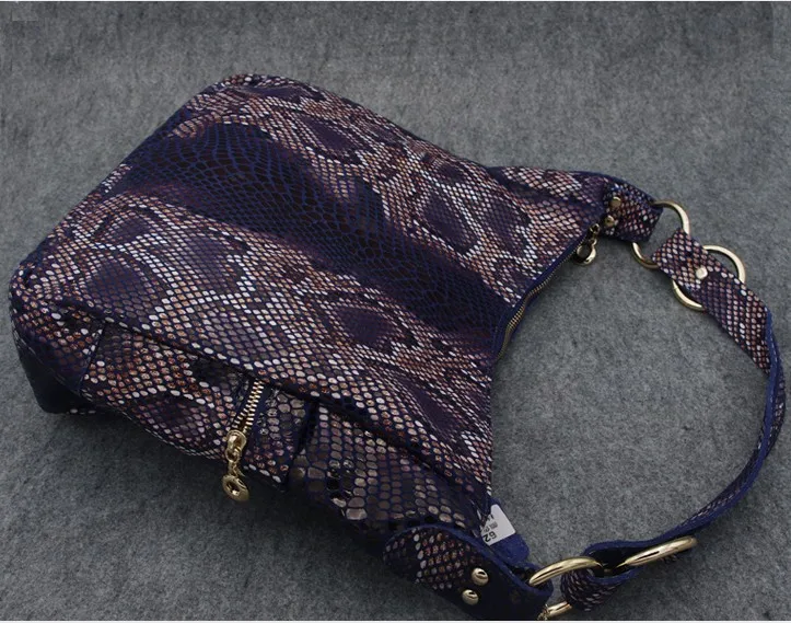 Arliwwi брендовые высококачественные элегантные женские сумки из натуральной кожи под змеиную кожу, большие дизайнерские многофункциональные сумки B0321 - Цвет: Темно-синий