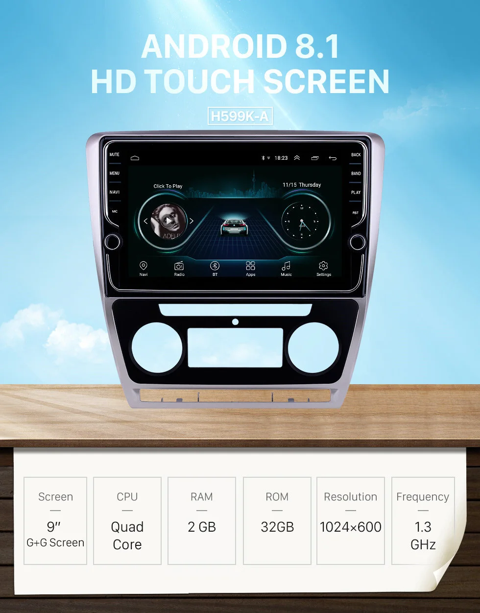 Excellent Seicane 10.1 inch Android 8.1 RAM 2GB ROM 32GB  For 2007-2011 2012 2013 2014 SKODA Octavia Car GPS Radio Stereo Head Unit Player 0