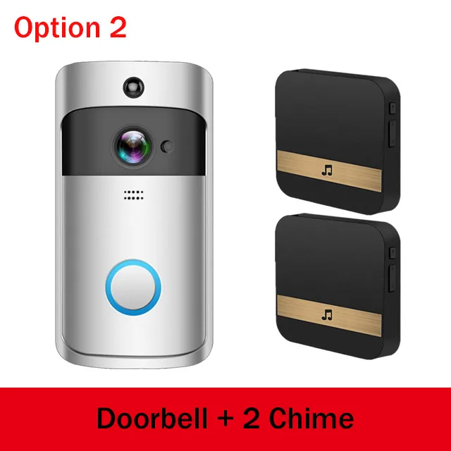 Option 2 Умный IP видеосвязь звонок wifi видео Кольцо телефон дверной звонок Cam беспроводная камера Wi-Fi для дверного звонка домашний ИК-сигнализация беспроводная камера безопасности - Цвет: Option 2
