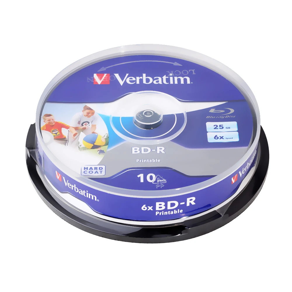 Verbatim BD-R 25GB 6X Blu-Ray пустой для печати диск Bluray струйный 10PK шпиндель записываемый медиа Лот пустой диск компактный 64099