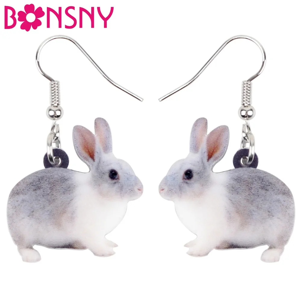 

Bonsny Acrylic Easter Hare Rabbit Bunny Earrings Big Long Dangle Drop Cartoon Jewelry For Women Girl Teens Animal Charms Brincos