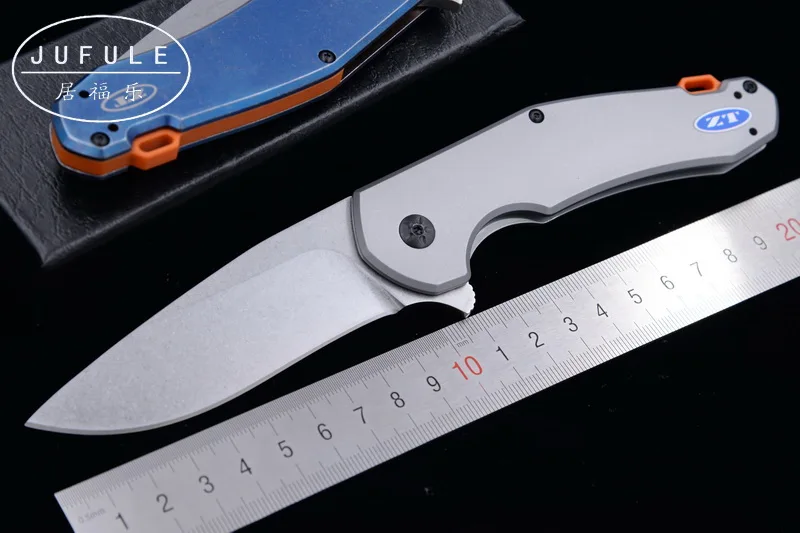 

JUFULE 0220 Folding D2 blade Steel Handle Titanium plating Outdoor Camp Survival Pocket EDC Tool Zero tolerance kitchen knife