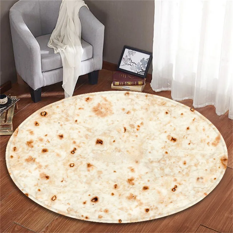 

80CM Comfortable Burrito Pattern Blanket Round Bathroom Blanket Rug Carpets For Living Room Home Bath Door Floor Mat 9A09