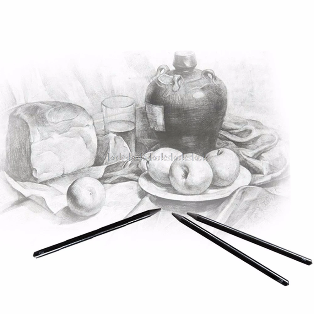 

6 Pcs Professional Pure Carbon Sketch Pens 2H/HB/2B/4B/6B/8B Woodless Charcoal Pencil Set Drawing Tool Painting Supplie J08 19