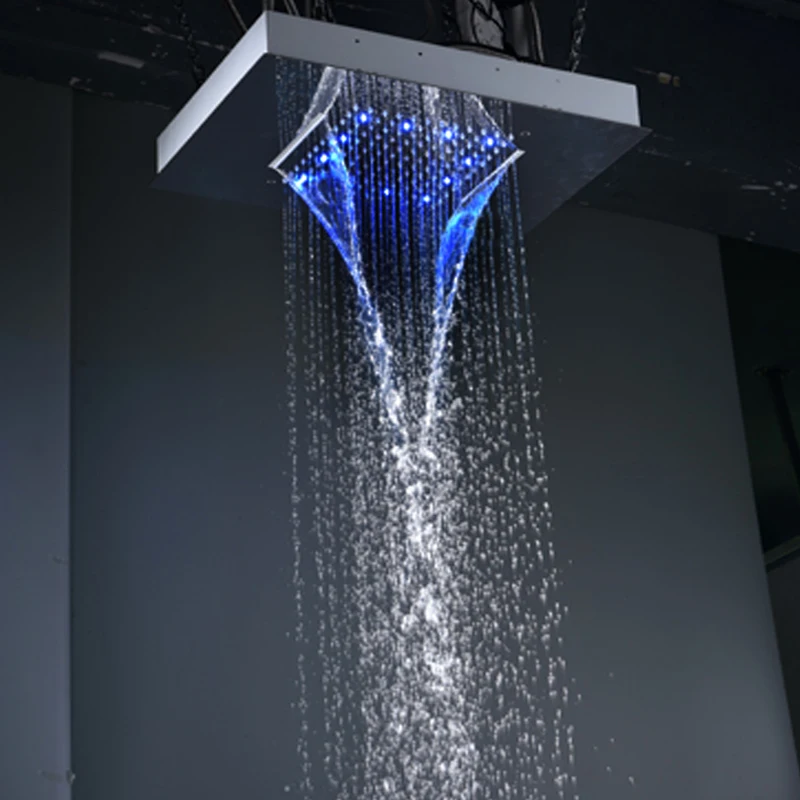 Us 607 94 27 Off Concealed Ceiling 2 Functions Shower Head With Led Lights Large Rain Shower And Waterfall Panel Faucets For Bathroom In Shower