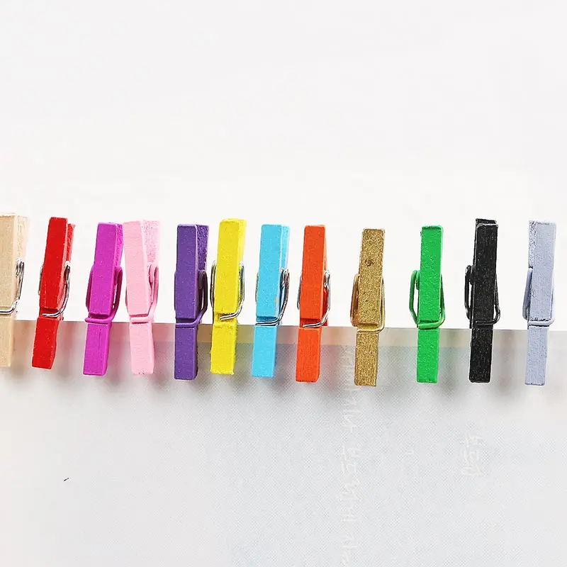 

20pcs/lot Small Size 2.5cm Mini Spring birch colorful Wood Clips for Clothespin Craft Decoration snack Clip Photo Clips Pegs