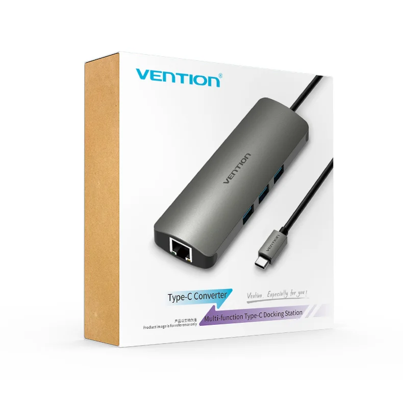 Vention USB C концентратор HDMI USB-C концентратор USB 3,0 3,5 мм аудио RJ45 адаптера Ethernet для Macbook Pro USB C концентратора