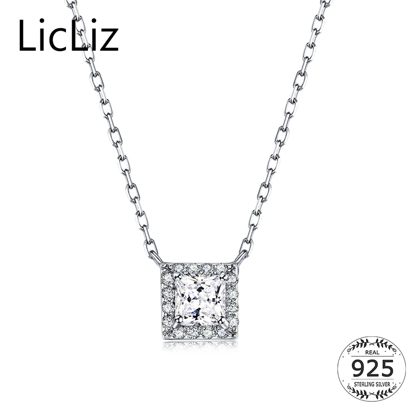 Licliz Real 925 Sterling Silver Pendants Necklace For Women Choker Neck Chains Square Stone Cz Zircon Jewelry Ln0239 huismerk kopen in de aanbieding Licliz Real 925 Sterling Silver Pendants Necklace For Women Choker Neck Chains Square Stone Cz Zircon Jewelry Ln0239 huismerk kopen in de aanbieding
