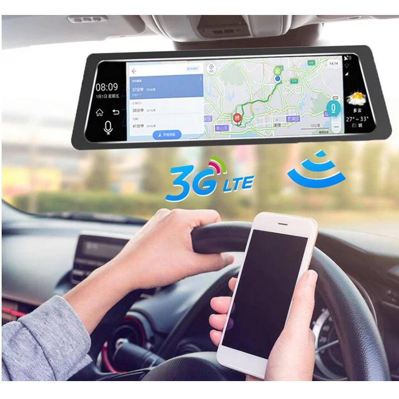 Автомобильный видеорегистратор зеркало заднего вида 10 дюймов IPS Android 3G GPS