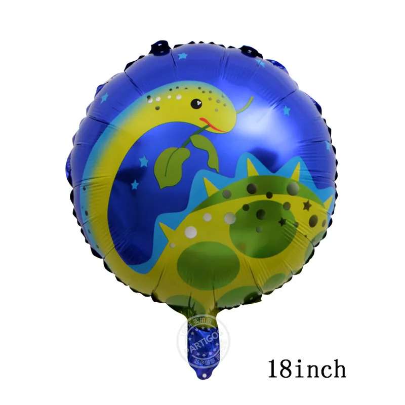 1 шт. воздушные шары в виде динозавра 18 дюймов круглые воздушные шары из фольги в виде динозавра с изображением дракона из мультфильма, вечерние украшения для дня рождения, детские игрушки