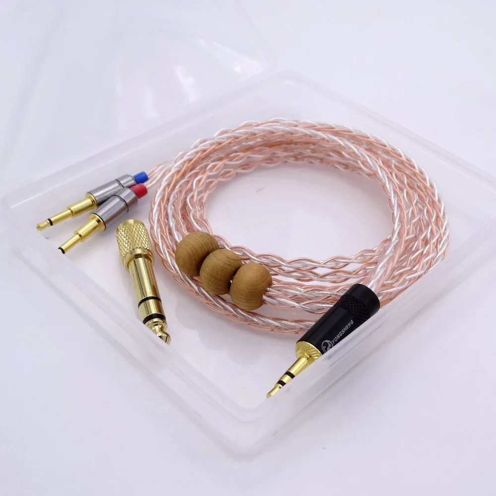 1,8 м кабель для наушников 8 ядер 5N OCC Гибридный посеребренный кабель для Hifman HE1000 HE400S He400i HE-X HE560 Oppo PM-1 PM-2