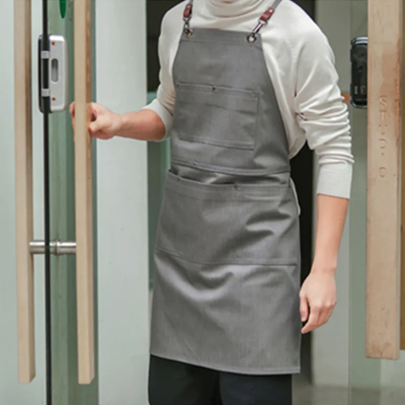 Black Gray Denim Apron D96-5