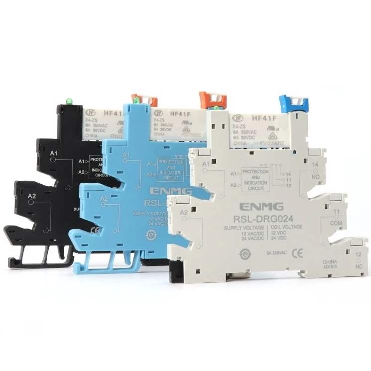 

5pcs 41F-1Z-C2-1 HF41F 5V 12V 24V 6A 1CO Slim Relay Mount On Screw Socket with LED and Protection Circuit 24VDC/AC Wafer relay