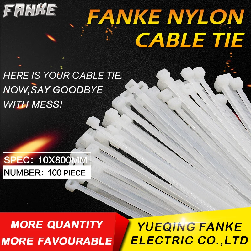 Nacional de Alta Auto-travamento de Plástico de Nylon Pacote de 10*800mm Unidades Largura Branco Cor Padrão Qualidade Abraçadeiras Tirolesa Tie 100 – 9.0mm