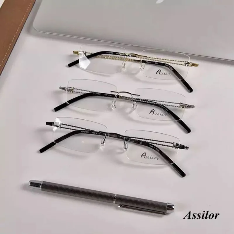

Pure Titanium Business Eyewear Anti-Corrosion Business Men Reading Rimless Glasses Reading Clear Eye Lens male Spectacle
