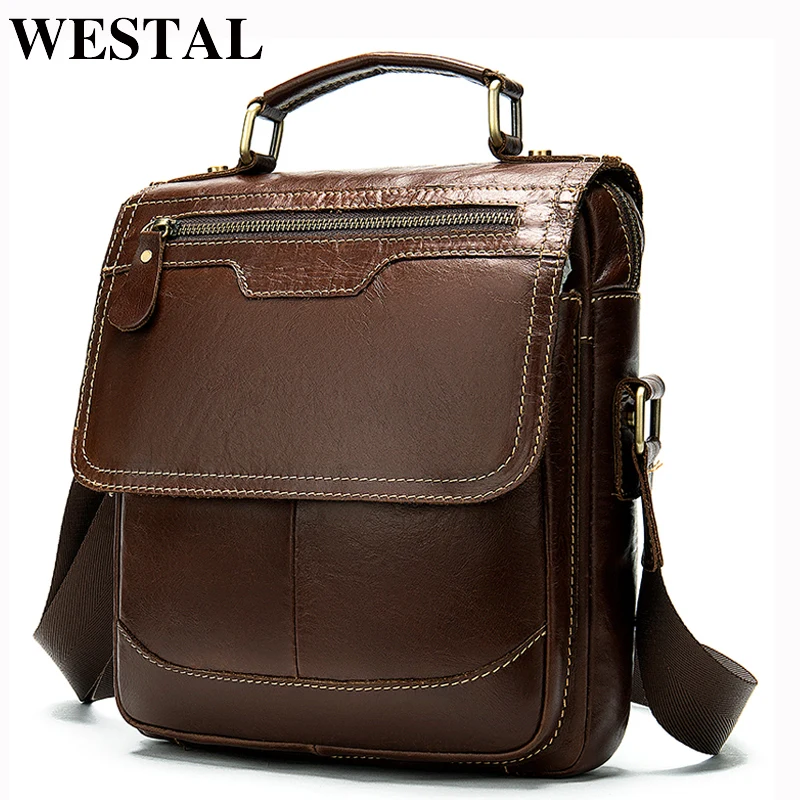

WESTAL 2019 Men's Genuine Leather Bags for Men Small Shoulder Handbags Male Crossbody Bags ipad Flap Messenger Bag Men Leather