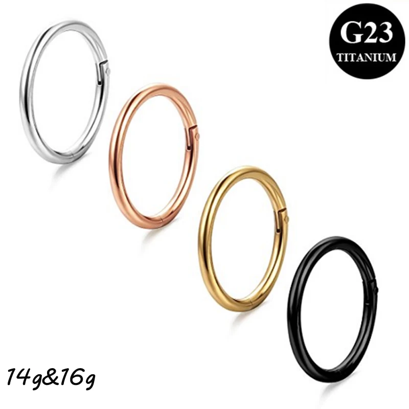 Showlove-G23 титановые шарнирные кольца для носа степума 14 г и 16 г кольцо для пирсинга ушной хрящ для губ 6 мм и 8 мм и 10 мм