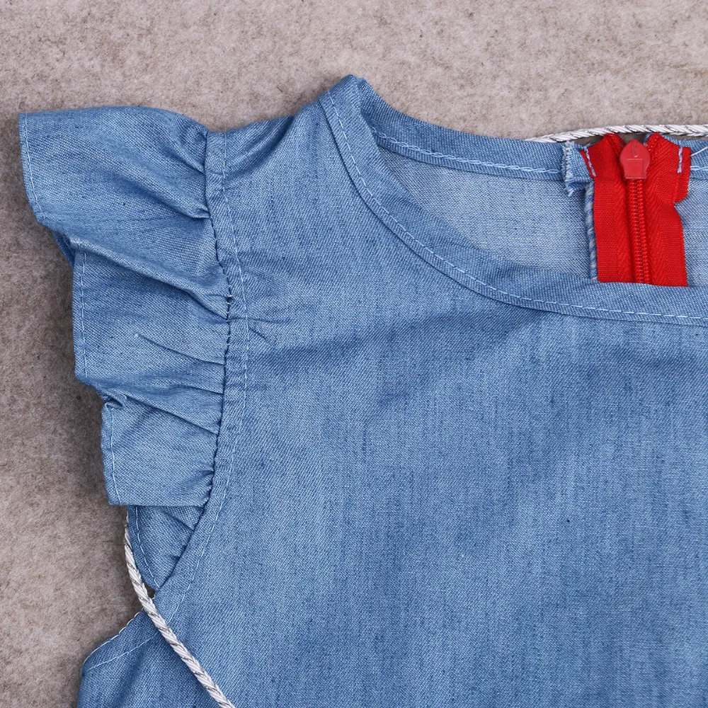 

2019 Newly Cute Infant Kids Baby Girls Dress+Bags 2pcs Blue Denim Dress
