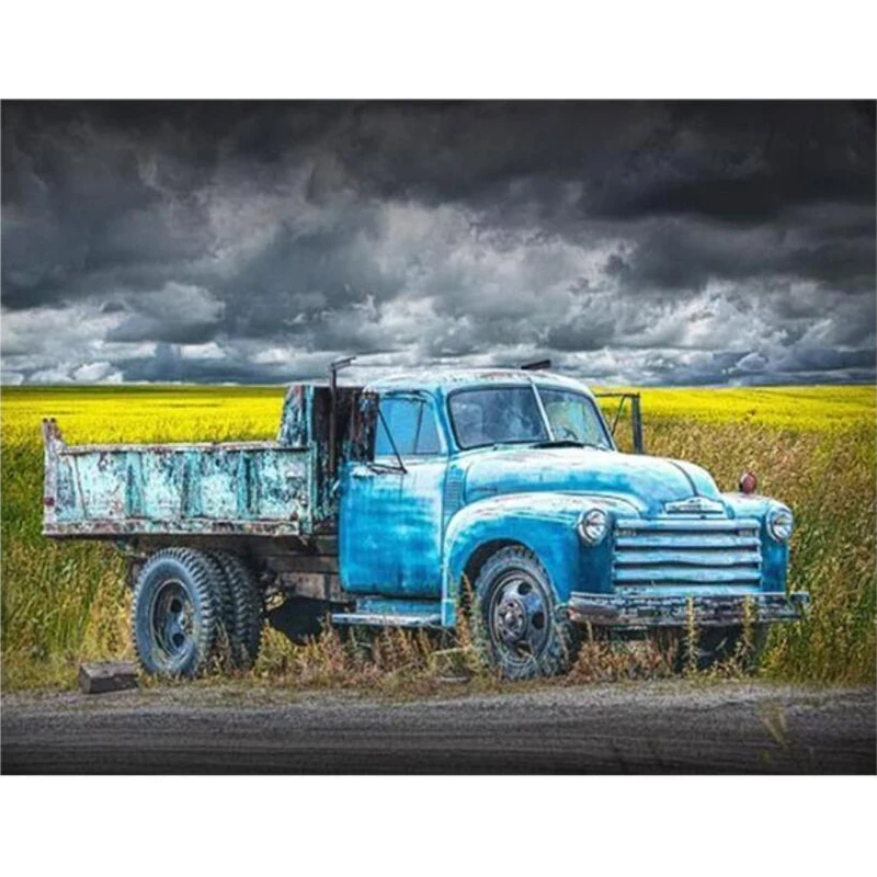 

kexinzu Full Square/Round 5D Diy Diamond Painting Cross Stitch "Field Truck " Diamond 3D Embroidery Mosaic Home Crafts