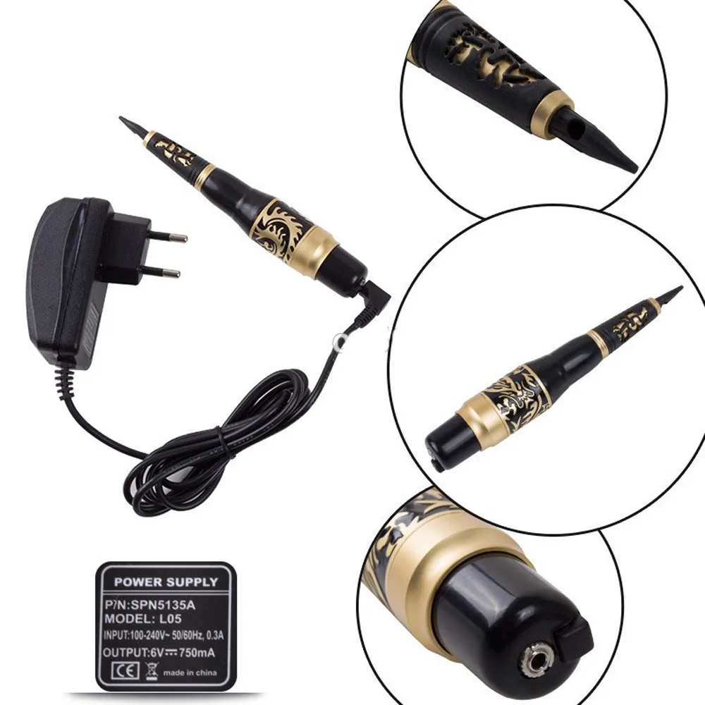 

Permanent Makeup Eyebrow Tattoo Pen Machine Make Up Kit with 30 Needles 30 Tips