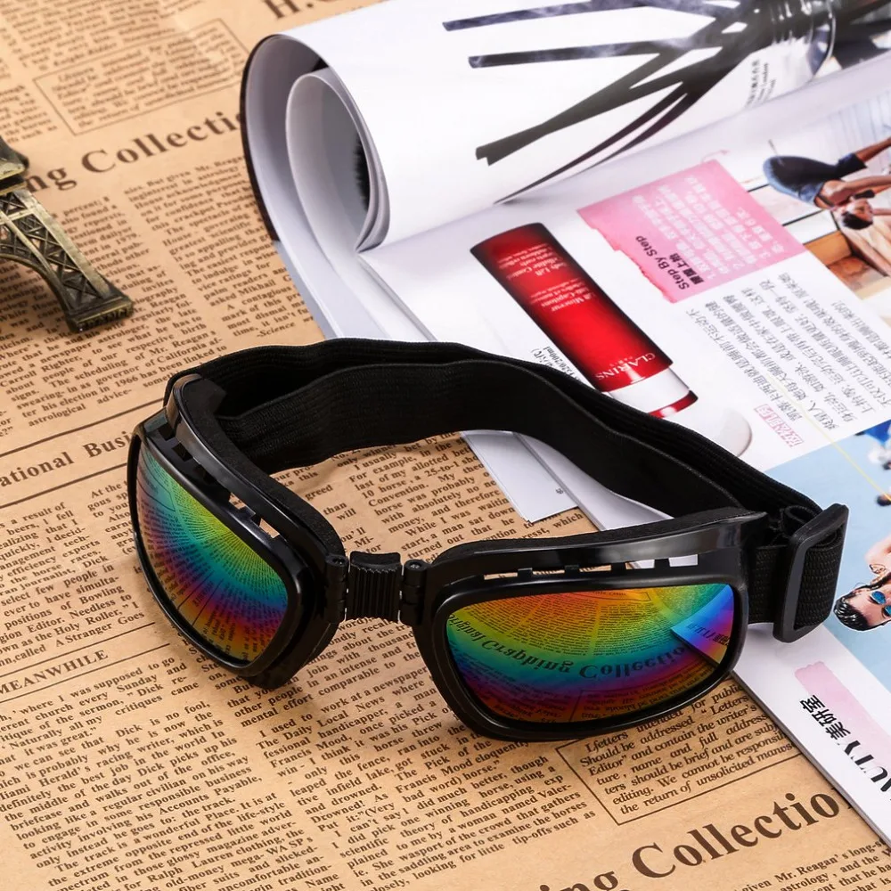 Adjustable Elastic Band Folding Vintage Motorcycle Glasses Windproof Dustproof Ski Goggles Off Road Racing Eyewear Glasses Hot