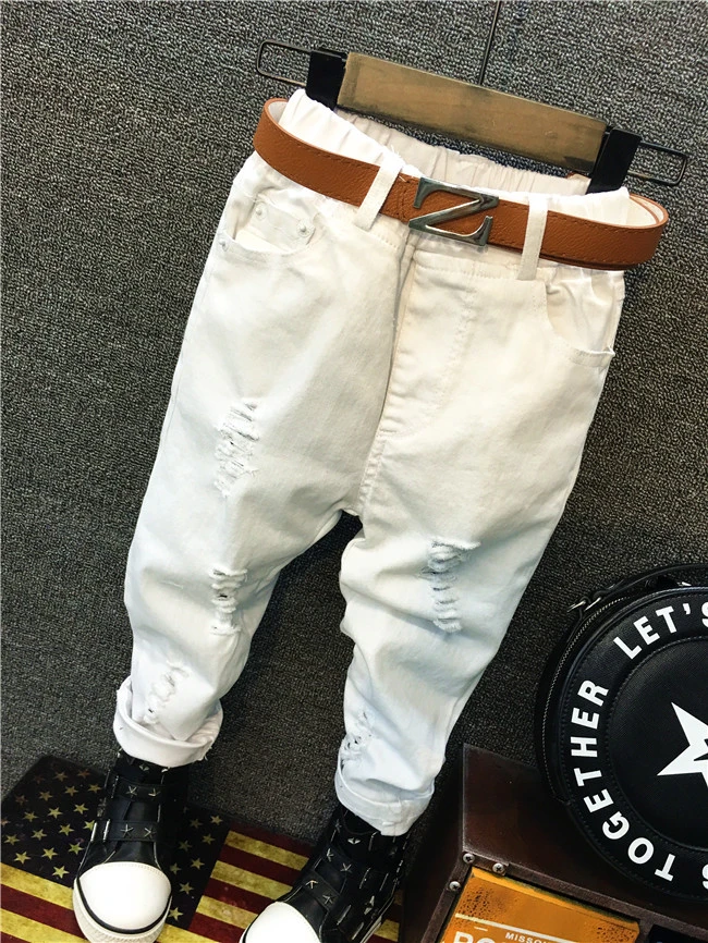 Printemps Nouveaux Garcons Jean Enfants Blanc Mode Enfants Jean Pantalon Enfants Trou Casse Pantalon Pantalon 2 6 Ans Aliexpress