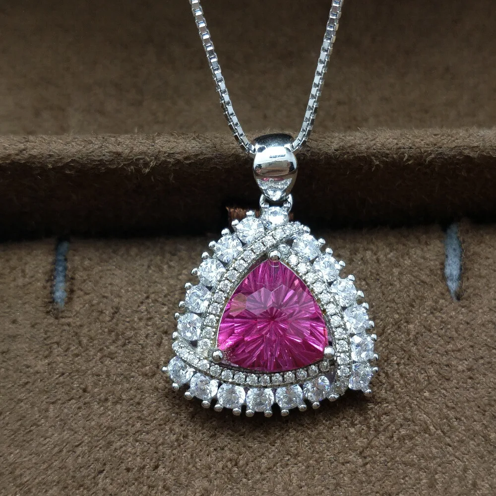 FLZB, модный кулон натуральный розовый топаз 9*9 мм 6.5ct из стерлингового серебра 925 пробы с покрытием из белого золота 18 К с бесплатным necklace ем