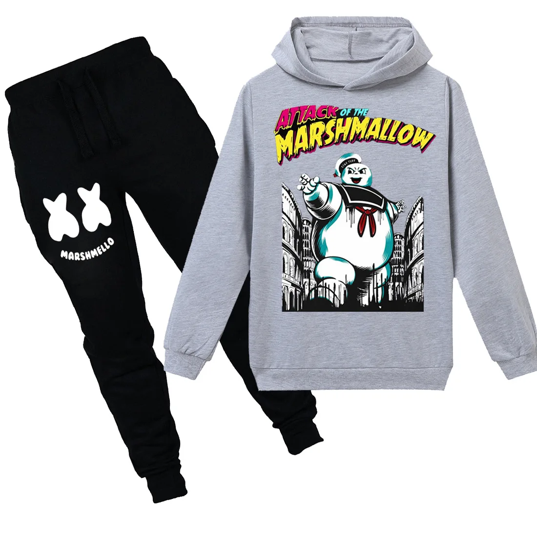 

6-14Y boy clothes ajax 2018 2019 kids hoodies set DJ Music Marshmello children fashion sweatshirts 2pcs long sleeves 100% cotton