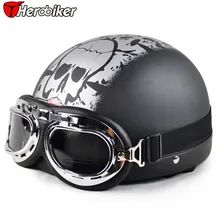 2016 Cool skull Open Face Half Motorcycle Helmet & Goggles & Visor Motocross mask