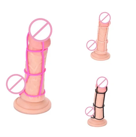 HWetR Cock Ring Silicone Men Penis Enlargement Delay Net Enhanced Sweet Cage Game Gift Adult Toy Body Jewelry Random Color New
