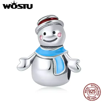 

WOSTU 925 Sterling Silve Snowman Charms Beads fit Original Charm Bracelet Necklace Jewelry Making CQC855