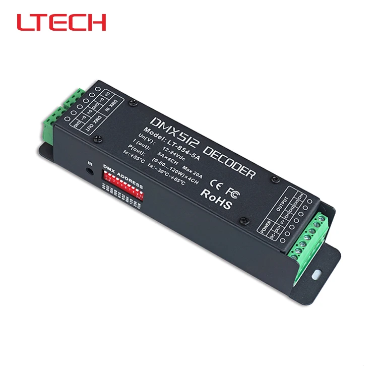 

LT-854-5A DMX-PWM CV led decoder;DC12-24V input 5A*4CH output